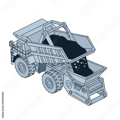 Heavy Duty Mining Dump Truck with Coal Load.