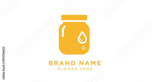 Honey Jar Logo Design Template with Placeholder Text.