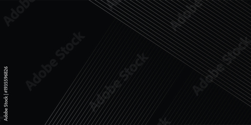 Black background with shiny diagonal lines wallpaper, Black and grey metallic abstract tech geometric linear background.