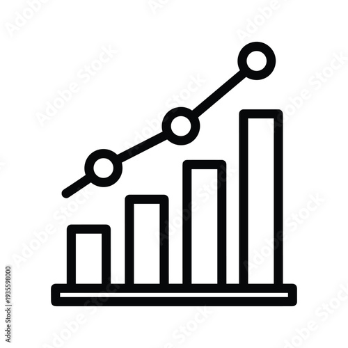 Graphic illustration of a growing upward trend with bar and line chart elements
