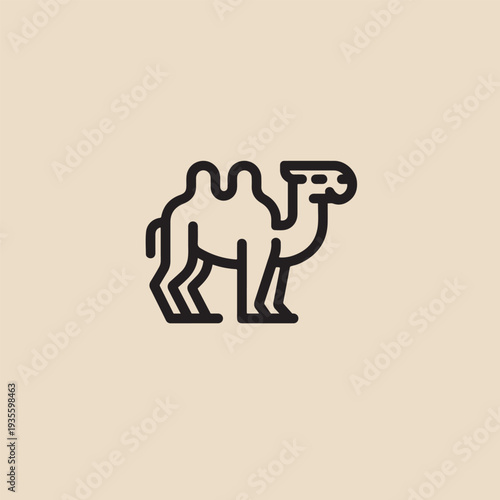 Bactrian camel outline logo design.