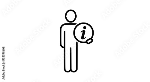 information person holding info sign outline 