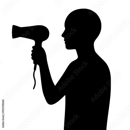 Dryer in hand simple outline black white icon