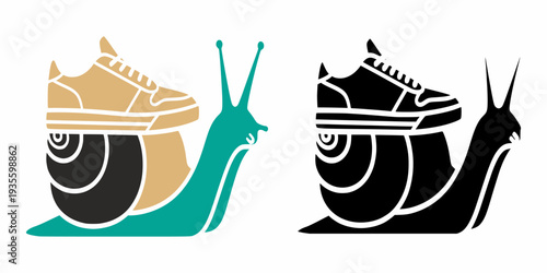 Snail merging with shoe graphic illustration on transparent background w28.eps