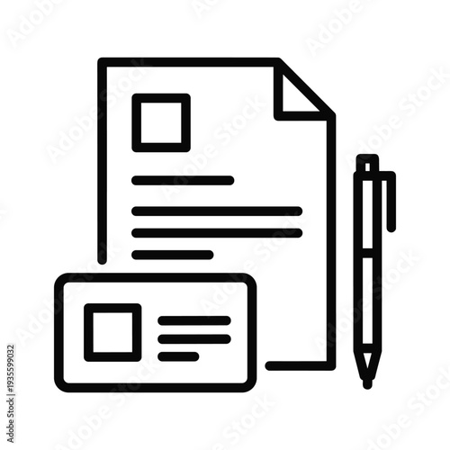 A pen resting on a document next to a small notebook and a newspaper clipping