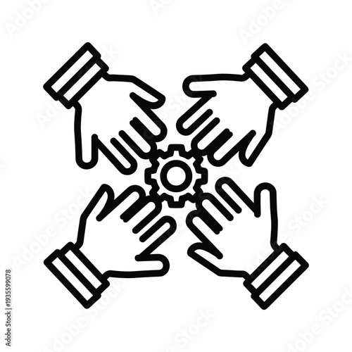 Collaborative teamwork with interconnected gears symbolizing unity and synergy