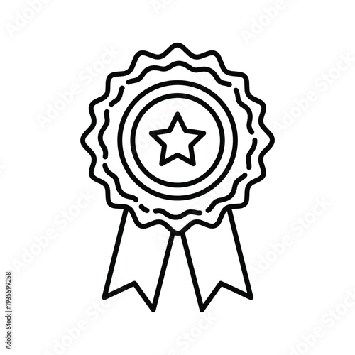 A sleek black and white star medal ribbon for achievement or recognition awards