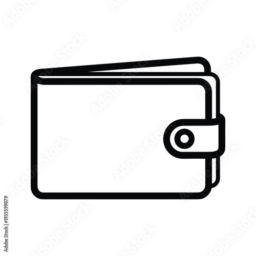 Simple black and white illustration of a wallet with a clasp.