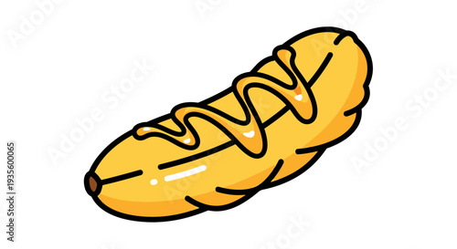 Cartoon-style Illustration of a Fried Pickle, Crispy and Golden with Zesty Flavor Appeal, Perfect for Food Menus, Cooking Recipes, and Snack Promotions
