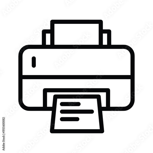 Simple line drawing of a printer with a sheet of paper being ejected.