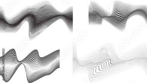 Design elements set . Abstract Vector Striped Geometric Background, parallel horizontal hand drawn wavy lines pattern .
