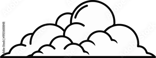 Simple black and white outline drawing of puffy clouds forming a cluster