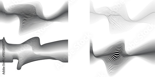 Design elements set . Abstract Vector Striped Geometric Background, parallel horizontal hand drawn wavy lines pattern .
