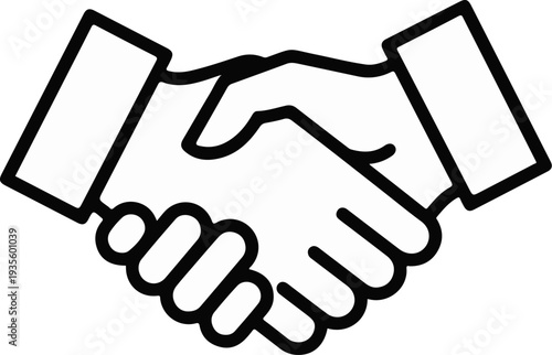 Stylized outline of two hands shaking, representing agreement and partnership