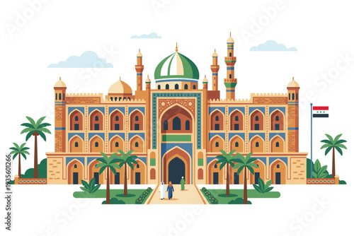 Majestic Architecture: A vibrant illustration showcasing an intricate architectural design, exuding cultural richness, historical importance, and symbolic depth.