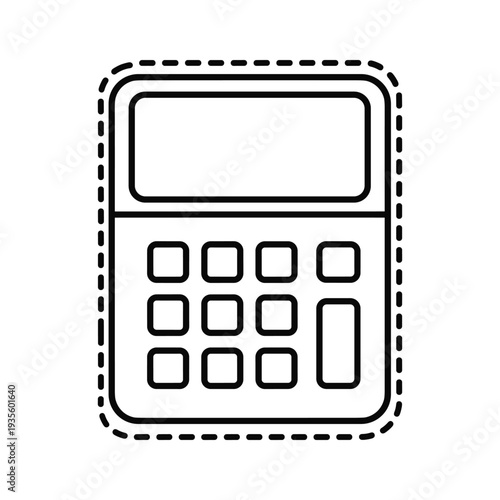 Simple line drawing of a basic calculator with buttons and display