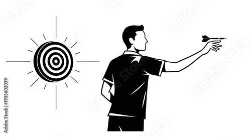 A man aiming a gun at a target, practicing focus and precision in a controlled environment from a side viewpoint.