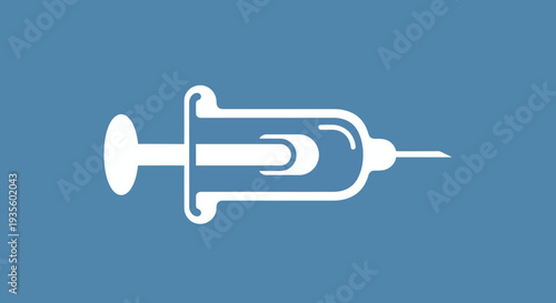 A white syringe icon with a blue background, symbolizing medical treatment and healthcare.