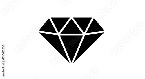A black diamond icon illustration on a plain background viewed from directly above