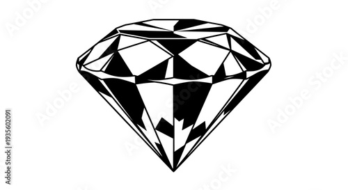 A diamond illustration showcasing facets and brilliance from a direct viewpoint