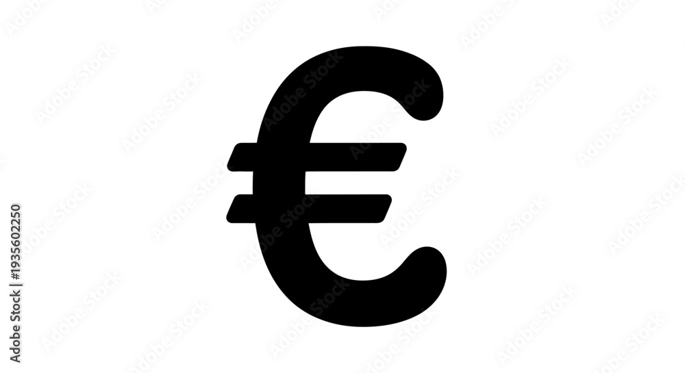 Fototapeta premium Euro currency symbol isolated on a plain background viewed from a straightforward perspective