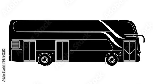 Illustration of a modern tour bus viewed from the side on a white background