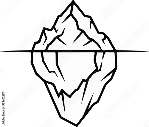 Stylized illustration of an iceberg with visible upper and submerged portions