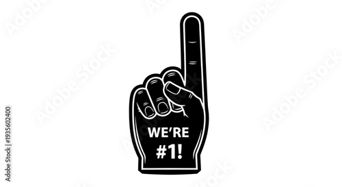 Vector illustration of foam hand gesture indicating number one, symbolizing victory and success in a competitive event