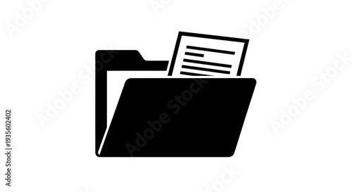 A folder with documents emerging, symbolizing organization and information storage, viewed from a straightforward perspective.
