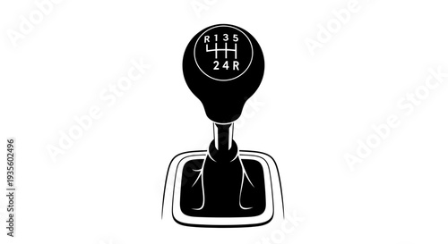 A manual transmission gearshift close-up illustration on a white background from a straight-on viewpoint