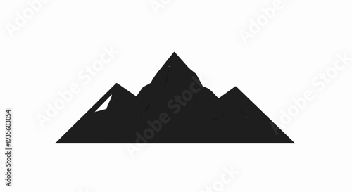 Simple black mountain silhouette with sharp peaks on a white background