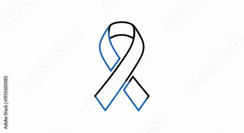 Outline of a blue and black awareness ribbon