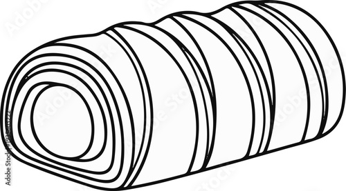 Rolled up food item, layered and cylindrical