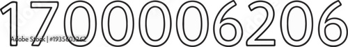 Outline numbers representing quantity or identification, stylized with bold borders