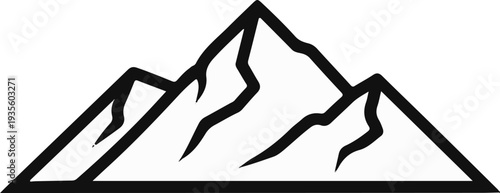 Stylized black and white mountain range icon