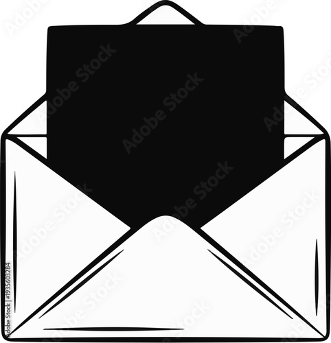 Open envelope with a black card inside