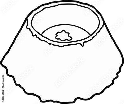 Simple line drawing of a volcano erupting lava