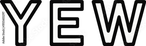 Three stylized letters Y, E, and W against a white background