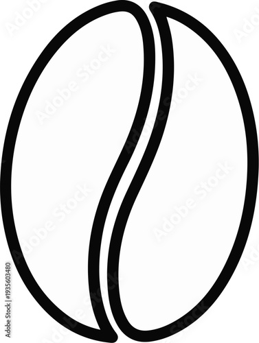 Stylized outline of a coffee bean with a prominent central curve