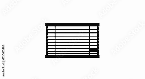 Black venetian blinds with horizontal slats, a graphic representation