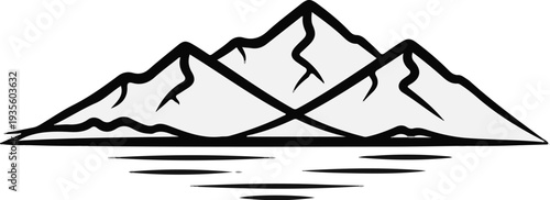 Stylized three peaks reflected on calm water