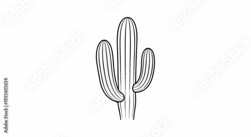 A stylized, simplified drawing of a tall, multi-armed cactus plant