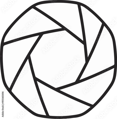 Abstract radial aperture shape composed of overlapping, angular segments