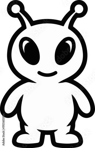 A simple, cartoonish alien with big eyes and antennae