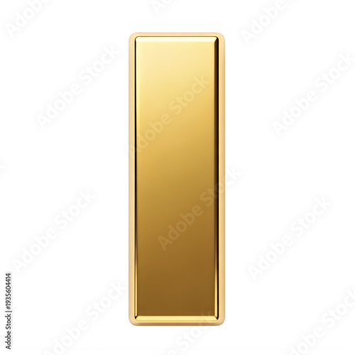 A tall, elegant gold bar with a glossy finish and a subtle gradient effect. isolated on white background