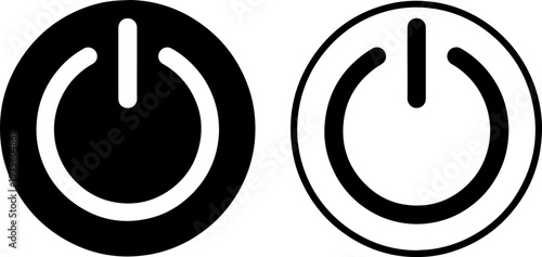 Power button icons in black and white