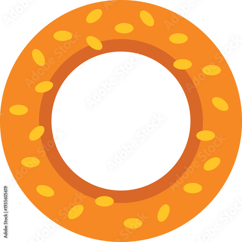 Orange round pastry with yellow sesame seeds, representing a turkish simit or bagel