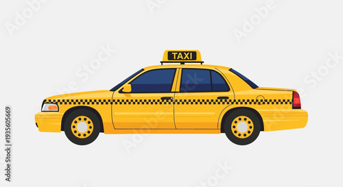 Yellow Taxi Cab Vehicle Illustration.