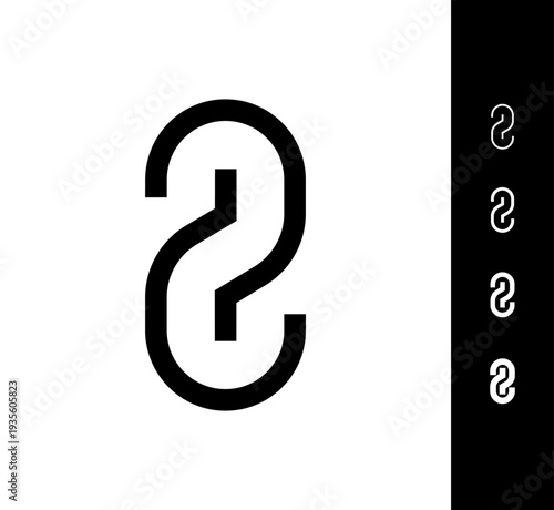 Number 8, digital numeral eight, including set of four different set narrow numbers, vector illustration 10EPS