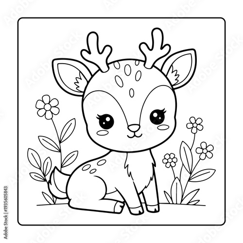 Bold And Easy Cute Kawaii Coloring Page